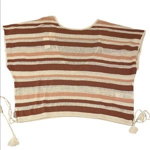 Anthropologie Poncho Stripe Side Ties Size-one size